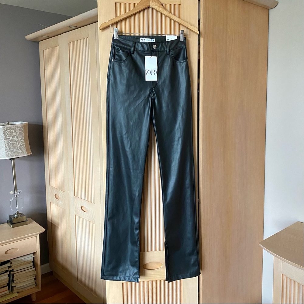 Zara slim flare leather pants black - Picture 8 of 12